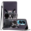 For Honor 90 Lite Colored Drawing Leather Phone Case(Sunglasses Cat)