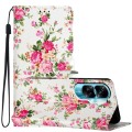 For Honor 90 Lite Colored Drawing Leather Phone Case(Peonies)