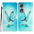 For Honor 90 Pro Colored Drawing Leather Phone Case(Blue Butterfly)
