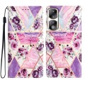 For Honor 90 Pro Colored Drawing Leather Phone Case(Purple Marble)
