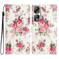 For Honor 90 Pro Colored Drawing Leather Phone Case(Peonies)