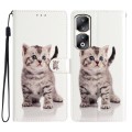 For Honor 90 Pro Colored Drawing Leather Phone Case(Little Tabby Cat)