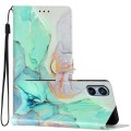 For Sony Xperia 5 V Colored Drawing Leather Phone Case(Green Marble)