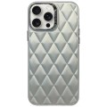 For iPhone 15 Pro 3D Rhombus Electroplating TPU Hybrid PC Phone Case(Silver)
