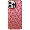 For iPhone 15 Pro 3D Rhombus Electroplating TPU Hybrid PC Phone Case(Rose Red)