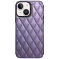 For iPhone 15 3D Rhombus Electroplating TPU Hybrid PC Phone Case(Purple)