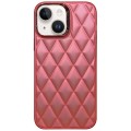 For iPhone 15 3D Rhombus Electroplating TPU Hybrid PC Phone Case(Rose Red)