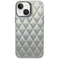 For iPhone 14 Plus 3D Rhombus Electroplating TPU Hybrid PC Phone Case(Silver)