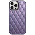 For iPhone 14 Pro 3D Rhombus Electroplating TPU Hybrid PC Phone Case(Purple)