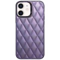 For iPhone 12 3D Rhombus Electroplating TPU Hybrid PC Phone Case(Purple)