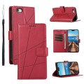 For iPhone 6s Plus / 6 Plus PU Genuine Leather Texture Embossed Line Phone Case(Red)