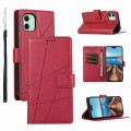 For iPhone 11 PU Genuine Leather Texture Embossed Line Phone Case(Red)