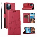 For iPhone 12 Pro Max PU Genuine Leather Texture Embossed Line Phone Case(Red)