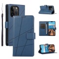 For iPhone 14 Pro PU Genuine Leather Texture Embossed Line Phone Case(Blue)