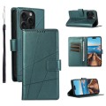 For iPhone 15 Pro Max PU Genuine Leather Texture Embossed Line Phone Case(Green)