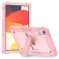 For Xiaomi Redmi Pad SE Shockproof Silicone Hybrid PC Tablet Case with Holder(Rose Gold)