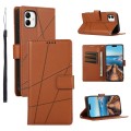 For Samsung Galaxy A05 PU Genuine Leather Texture Embossed Line Phone Case(Brown)