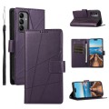 For Samsung Galaxy A05s PU Genuine Leather Texture Embossed Line Phone Case(Purple)