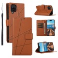 For Samsung Galaxy A12 PU Genuine Leather Texture Embossed Line Phone Case(Brown)