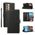 For Samsung Galaxy A13 PU Genuine Leather Texture Embossed Line Phone Case(Black)