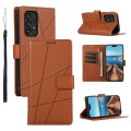 For Samsung Galaxy A53 5G PU Genuine Leather Texture Embossed Line Phone Case(Brown)