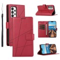 For Samsung Galaxy A73 5G PU Genuine Leather Texture Embossed Line Phone Case(Red)
