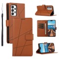 For Samsung Galaxy A73 5G PU Genuine Leather Texture Embossed Line Phone Case(Brown)