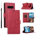 For Samsung Galaxy S10 PU Genuine Leather Texture Embossed Line Phone Case(Red)
