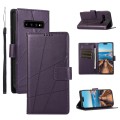 For Samsung Galaxy S10 PU Genuine Leather Texture Embossed Line Phone Case(Purple)