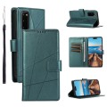 For Samsung Galaxy S20 PU Genuine Leather Texture Embossed Line Phone Case(Green)