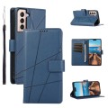 For Samsung Galaxy S21+ 5G PU Genuine Leather Texture Embossed Line Phone Case(Blue)