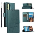 For Samsung Galaxy A25 5G Global PU Genuine Leather Texture Embossed Line Phone Case(Green)