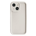 For iPhone 14 Plus Fine Hole Shockproof Frame Frosted TPU Phone Case(Beige)