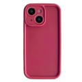 For iPhone 14 Fine Hole Shockproof Frame Frosted TPU Phone Case(Claret Red)