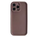 For iPhone 14 Pro Fine Hole Shockproof Frame Frosted TPU Phone Case(Brown)