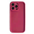 For iPhone 14 Pro Max Fine Hole Shockproof Frame Frosted TPU Phone Case(Claret Red)