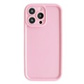 For iPhone 13 Pro Max Fine Hole Shockproof Frame Frosted TPU Phone Case(Pink)