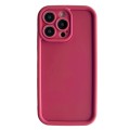 For iPhone 15 Pro Max Fine Hole Shockproof Frame Frosted TPU Phone Case(Claret Red)