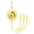 Baseus 3 in 1 USB to USB-C / Type-C + 8 Pin + Micro USB Fast Charging Data Cable, Length: 1.1m(Yello