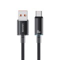 USAMS USB To Type-C 6A Aluminum Alloy Clear LED Fast Charge Data Cable, Length: 1.2m(Black)