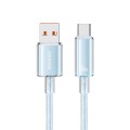 USAMS USB To Type-C 6A Aluminum Alloy Clear LED Fast Charge Data Cable, Length: 1.2m(Blue)