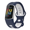 For Fitbit Charge 6 Two Color Silicone Watch Band(Midnight Blue White)