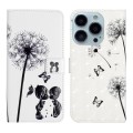 For iPhone 15 Pro Max Oil Embossed 3D Drawing Leather Phone Case(Couple Dandelion)