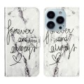 For iPhone 15 Pro Max Oil Embossed 3D Drawing Leather Phone Case(Words Marble)