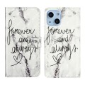 For iPhone 15 Oil Embossed 3D Drawing Leather Phone Case(Words Marble)