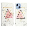 For iPhone 15 Oil Embossed 3D Drawing Leather Phone Case(Triangular Marble)