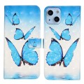 For iPhone 13 mini Oil Embossed 3D Drawing Leather Phone Case(3 Butterflies)