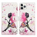 For iPhone 12 / 12 Pro Oil Embossed 3D Drawing Leather Phone Case(Flower Fairy)
