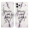 For iPhone 12 Pro Max Oil Embossed 3D Drawing Leather Phone Case(Words Marble)