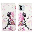For iPhone 11 Oil Embossed 3D Drawing Leather Phone Case(Flower Fairy)